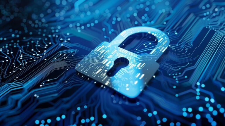 Candado sobre fondo digital que representa la ciberseguridad